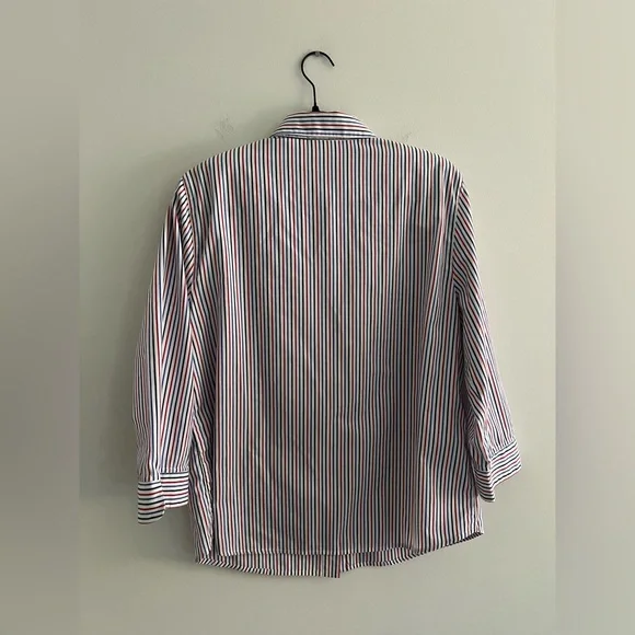Alfred Dunner Red White Blue Striped Button Up Shirt Women’s Size 12 Patriotic - Picture 4 of 5